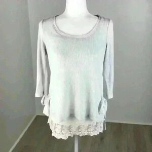 LC Lauren Conrad White Mesh Lined Top Size XS